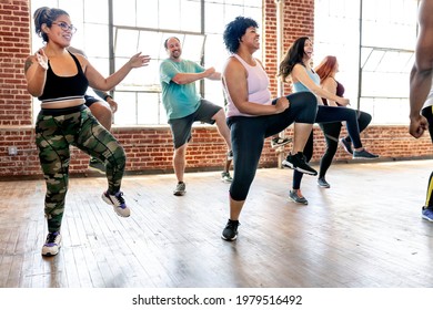 Diverse People In An Active Dance Class