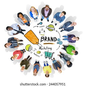 Diverse People Circle Aerial View Marketing Brand Concept