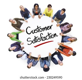 Diverse People in a Circle with Customer Satisfaction Concept