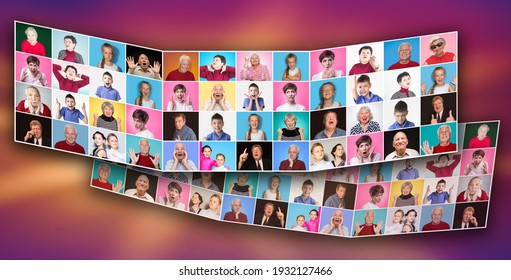 Diverse People . Collage Of Diverse   Mixed Age Range People 