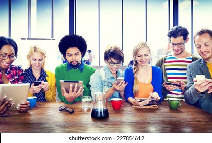 Diverse People Digital Devices Wireless Communication Concept