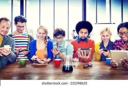 Diverse People Digital Devices Wireless Communication Concept