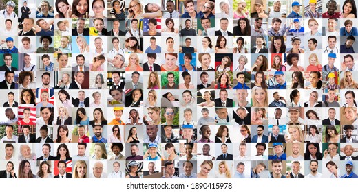 Diverse People Face Or Avatar Portrait Collage