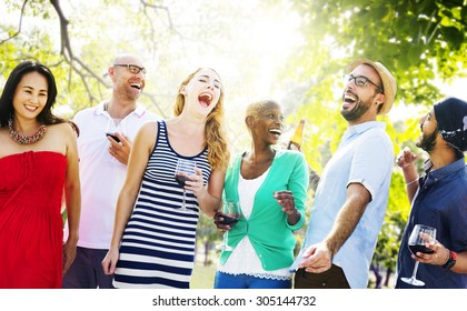 Diverse People Friends Hanging Out Drinking Stock Photo 305144732 ...