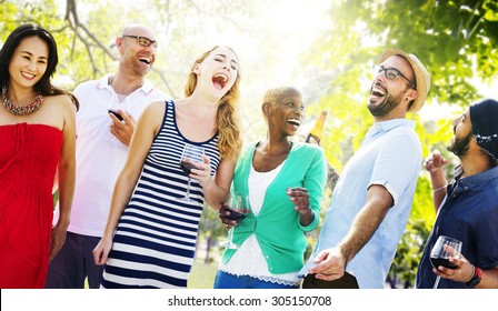 Diverse People Friends Hanging Out Drinking Stock Photo 305150708 ...