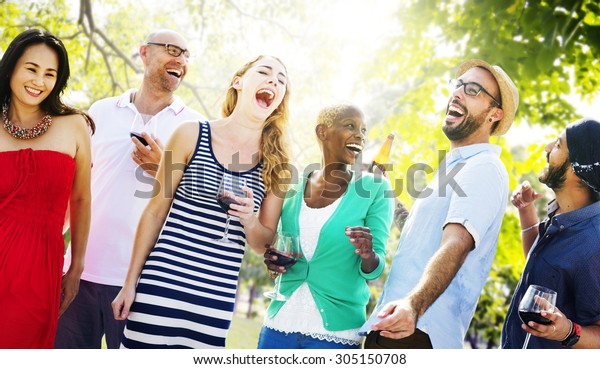 Diverse People Friends Hanging Out Drinking Stock Photo 305150708 