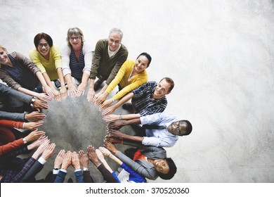 Diverse People Friendship Togetherness Connection Aerial View Concept - Shutterstock ID 370520360