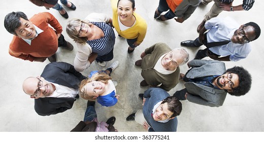 Diverse People Friendship Togetherness Happiness Aerial View Concept