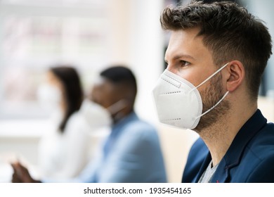 Diverse People Group Wearing Face Mask In Office