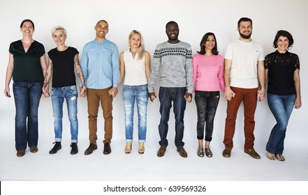 Diverse People Hold Hands Stand Together Studio