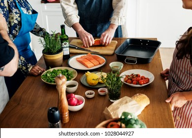 Diverse People Joining Cooking Class