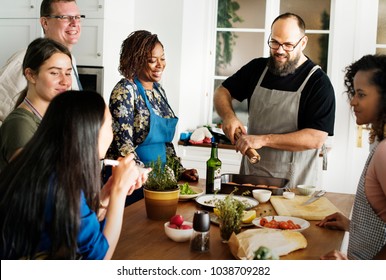 Diverse People Joining Cooking Class