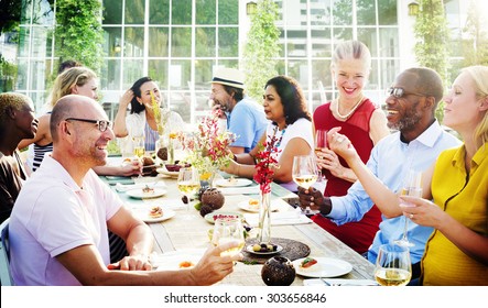 Diverse People Luncheon Outdoors Hanging Out Concept