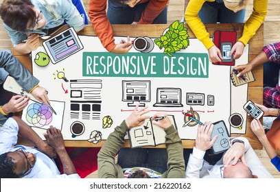 Diverse People Working And Responsive Design Concept