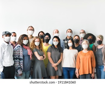 Diverse startup business people with masks in the new normal