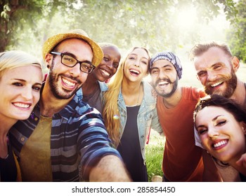 Diverse Summer Friends Fun Bonding Selfie Concept - Shutterstock ID 285854450