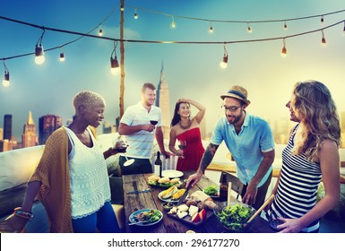 Diverse Summer Party RoofTop Fun Concept