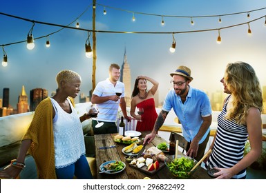 Diverse Summer Party RoofTop Fun Concept