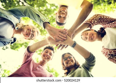 Diverse Teens Hands Together Concept