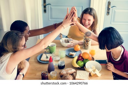 Diverse Women Hands Together Teamwork