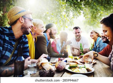 Diverse Yard Summer Friends Fun Bonding Concept