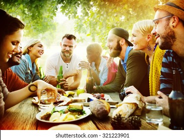 Diverse Yard Summer Friends Fun Bonding Concept