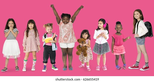 Diverse Young Girls Children People Studio Stock Photo 626655419 ...