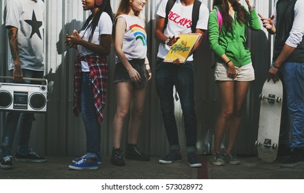 Diverse Young People Hanging Out Together