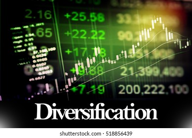 Diversification - Abstract digital information to represent Business&Financial as concept. The word Diversification is a part of stock market vocabulary in stock photo