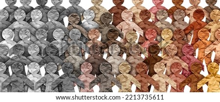 Diversification of society and demographic change or changing demography as a large group of grey people changing into a diverse group representing diversity in a population. Zdjęcia stock © 