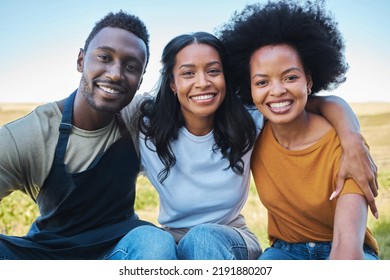 Diversity, black afro friends hugging, bonding and smile together outside. Happy group of people enjoying vacation and having fun during summer with friendship on their holiday and nature travel - Shutterstock ID 2191880207