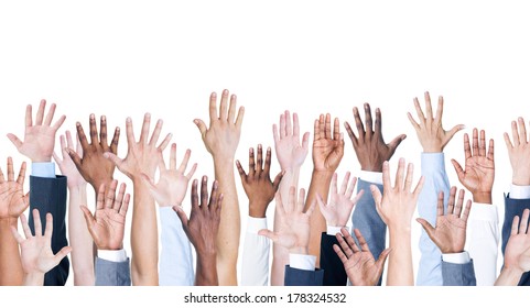 Diversity of Business Hands Raised - Shutterstock ID 178324532