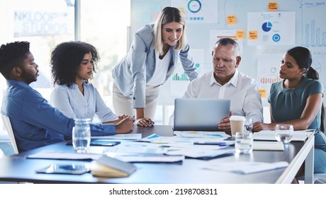 Diversity Business People In Digital Meeting With Laptop For Seo Data Analytics, Finance Budget Report Review Or Collaboration. Project Management Teamwork Vision For Website Ux Or Ui Software Design