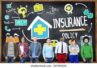 Diversity Casual People Insurance Policy Benefits Service Concept