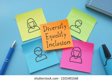 Diversity equality inclusion are shown on a photo using the text