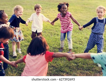 Diversity Group Of Kids Holding Hands in Circle