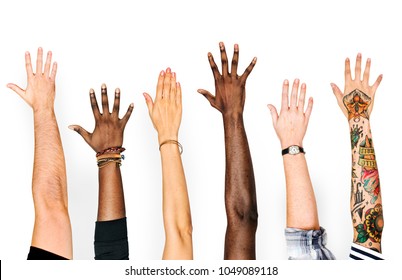 Diversity Hands Raised Up Gesture