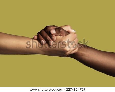 Diversity, handshake and grip for unity, support or deal in trust or agreement against studio background. Diverse people shaking hands in partnership for meeting, greeting or motivation on mockup