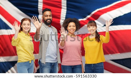 Similar – Image, Stock Photo Different flags are waving colourful against the background of the Salar de Uyuni salt desert in Bolivia.