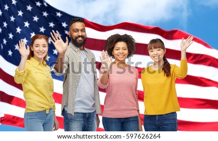 Similar – Image, Stock Photo Different flags are waving colourful against the background of the Salar de Uyuni salt desert in Bolivia.