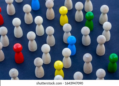 Diversity And Inclusion Concept. Wooden And Colored Figurines