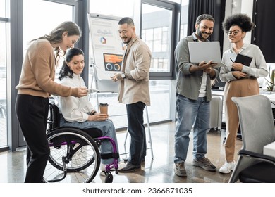 diversity and inclusion, interracial startup team planning project with  disabled businesswoman - Powered by Shutterstock