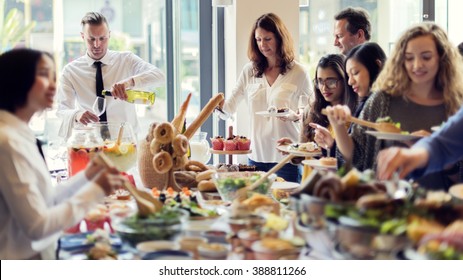 Diversity People Enjoy Buffet Party Concept