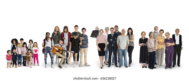 Diversity of People Generations Set Together Studio Isolated - Shutterstock ID 636218027