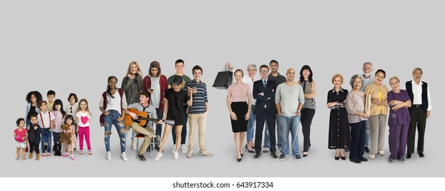 Diversity of People Generations Set Together Studio Isolated - Shutterstock ID 643917334