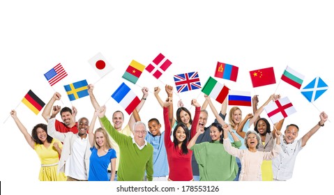 Diversity of People Holding World Flags - Powered by Shutterstock