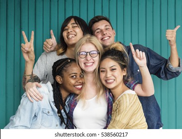 Diversity Students Friends Happiness Pose Concept