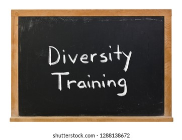 Diversity Training Written In White Chalk On A Black Chalkboard Isolated On White