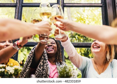 Diversity Women Group Hanging Eating Together Concept