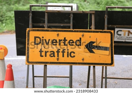 Diverted traffic direction sign post